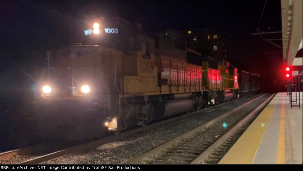 UP 1003 Leads the Salinas Hauler through Tamien Station